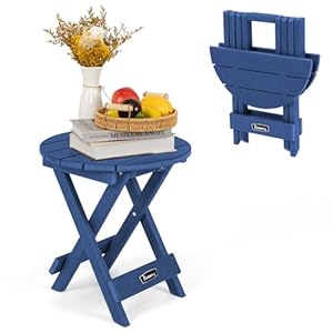 FUNBERRY Outdoor Side Table, Patio Side Table, No Assembly Portable Small Outdoor Table, Patio End Table, Adirondack Table, Porch Table, Round Outdoor Folding Side Table, Adirondack Side Table
