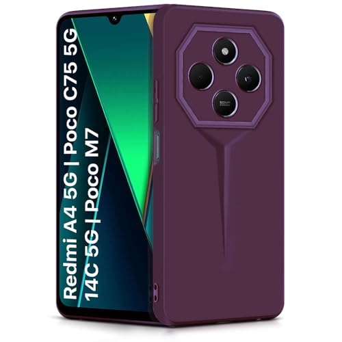 Image of WOW IMAGINE Slim Back Cover for Redmi A4 5G | Poco C75 5G | 14C 5G | Poco M7 | Blade Series Ultra Thin Case | Camera Protection | Soft Matte Silicone Flexible Mobile Case - Purple