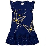 Girls Clothes Cotton Short Sleeve Casual Summer Striped Dresses for Girls Kids 2-8 Years (Butterfly