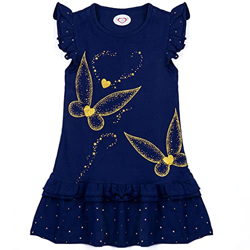 Girls Clothes Cotton Short Sleeve Casual Summer Striped Dresses For Girls Kids 2-8 Years (Butterfly Navy, 8T) #TOP17