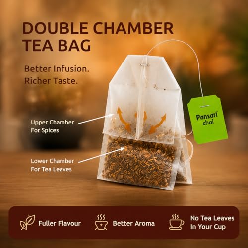 Image of Pansari Masala Chai - 25 Premium Tea Bags | Aromatic Blend of Black Tea & Indian Spices | Cinnamon, Cardamom, Clove & Ginger | Refreshing & Immunity-Boosting Spiced Tea