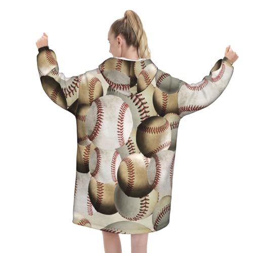 Sweat à capuche flanelle unisexe pull couverture manches poches baseball