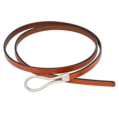 Audixius Fashion Damen Schmale Hochwertiger Metallschnalle Gürtel Aus Echtes Leder,Hellbraun Cover