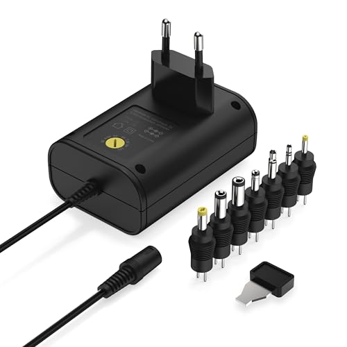 ANSMANN APS 1500 Netzteil 12V - Netzstecker bis max. 1500mA (mit 7 universal Adapter Stecker) Netzadapter zur Stromversorgung vieler Elektrokleingeräte von 3-12 Volt regelbar