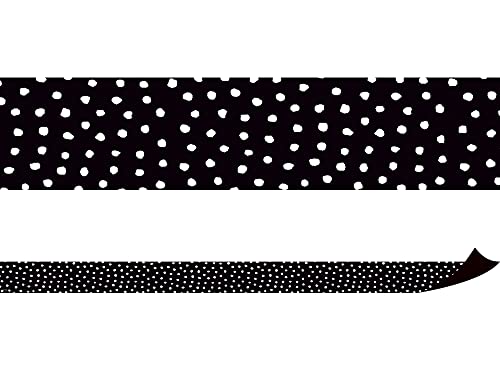 Teacher Created Resources Black with White Painted Dots Magnetic Border (TCR77565)