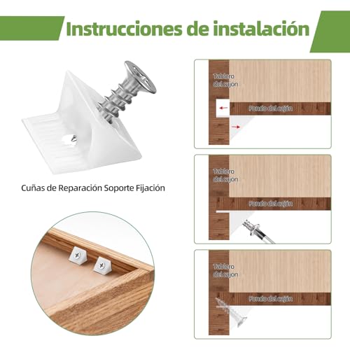 Miniatura 3 de Lihao Cuñas De Reparación Soporte Fijación De 120 Piezas, Cuñas Estabilizadores De Blanco Posterior Plana Estabilizadores Con Tornillos, Cuñas De Inferior Cajón Plastico Para Cajones Y Muebles