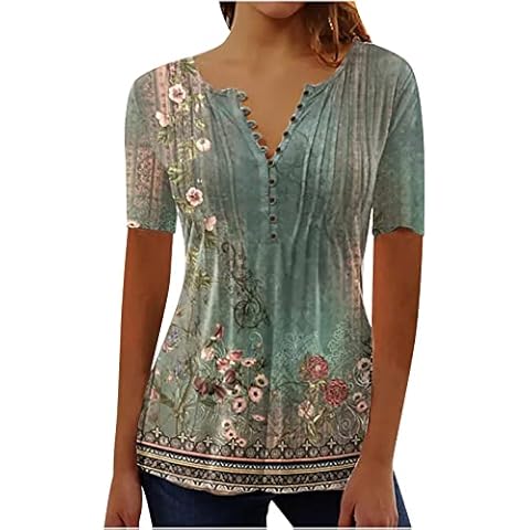 Blusa riou 2023 de manga corta con estampado vintage Cover
