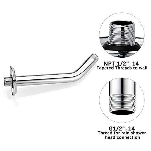 Anpean 8 Inch Shower Arm With Flange, Wall Mounted Rain Shower Head Extension Arm, Polished Chrome #TOP4