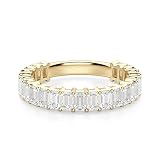 3.0 TCW Emerald Cut Eternity Moissanite Wedding Band for Women Engagement Bridal Ring Silver Solid W