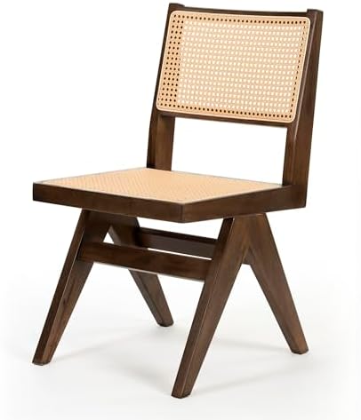 Amazon.com - EYYTHUNG Rattan Dining Chair Mid Century Modern Cane Kitchen Chair Farmhouse Retro ...