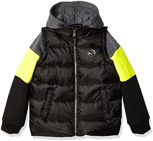 iXtreme Boys' Midweight Vest 2Fer Jacket, Black, 4