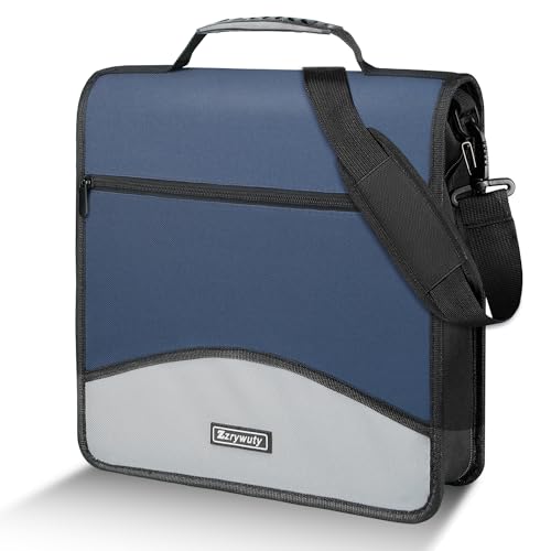 Zzrywuty Zipper Binder, 3 Inch 3-Ring Binder with Zipper, Expanding Folders and Shoulder Straps & Handles, 3