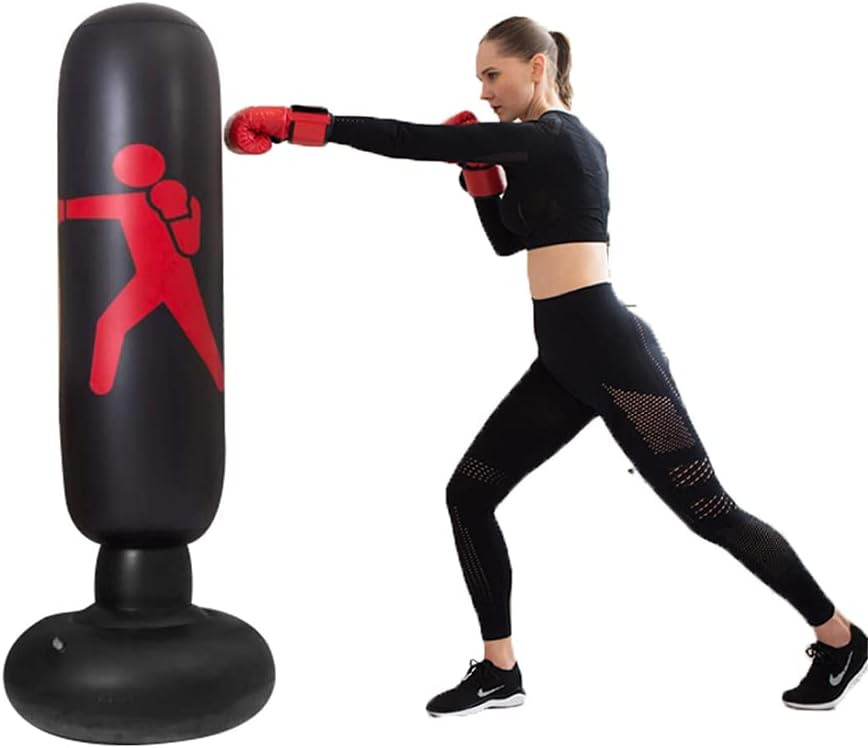LADONG Inflatable Fitness Punching Bag,Heavy Punching Bag Inflatable Punching Tower Bag Freestanding Children Fitness Play Adults Pugilism Target Bag