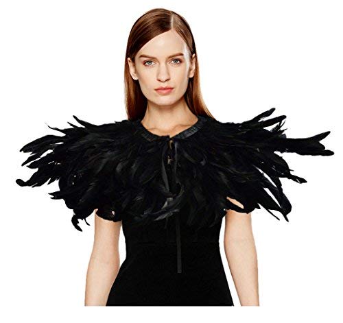L'VOW Gótico Victoriano Mantón de las plumas Chales Cabo Estolas Con Collar Decoración Para Partido de Halloween (Tipo B)