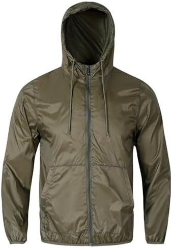 LeeHanTon Jaqueta masculina empacotável, leve, impermeável, com c...