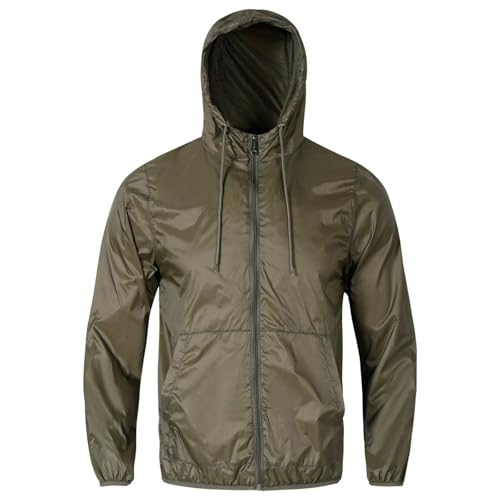 LeeHanTon Jaqueta masculina empacotável, leve, impermeável, com c...