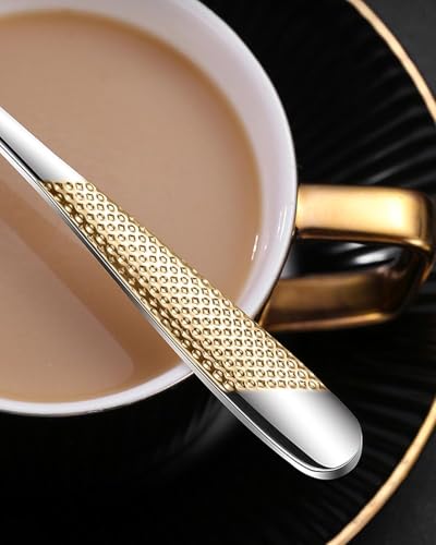 Image of Spoon Flatware Set, Stainless Steel Flatware Set, Kitchen Dishwasher Safe Utensil, Mirror Polished Cutlery, Teaspoons for Espresso, Cappuccino, Dessert & Ice Cream(12 Pcs Small Spoon, Silver)