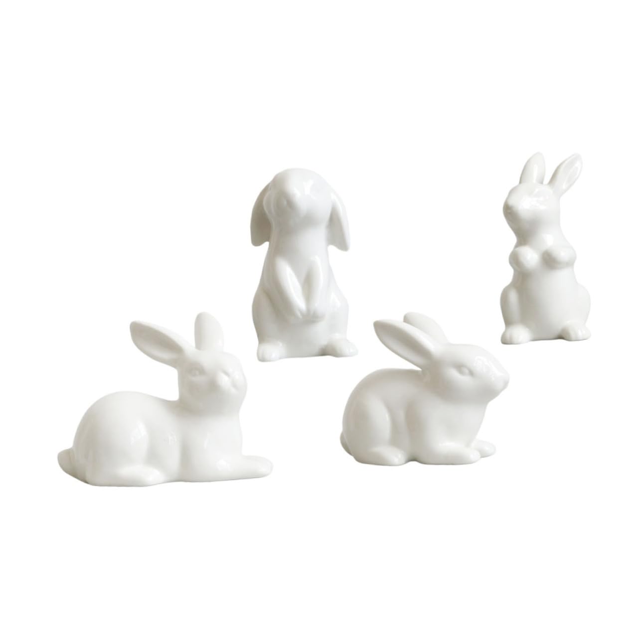 ULTECHNOVO 4 Stück Teiliges Weiße Keramik Hasenfiguren Kleine Osterdeko für Wohn und Kinderzimmer Robuste Desktop Dekoration mit Feiner Verarbeitung Kompakt und Langlebig für Vielseitige