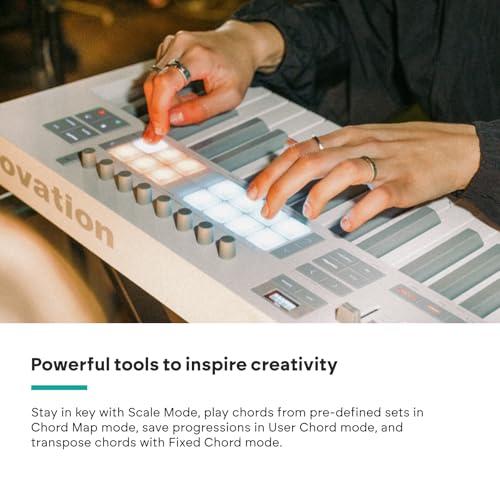Image of Novation Launchkey 49 MK4 White - 49 Semi-Weighted Key, USB, MIDI Keyboard Controller with DAW Integration. Chord & Scale Modes, 16 Drum Pads, Arpeggiator, & Includes Music Creation Software Bundle | 49 Semi-Weighted Piano-Style Keys, 16 Rgb Velocity-Sensitive Pads with Polyphonic Aftertouch, 8 Endless Rotary Encoders