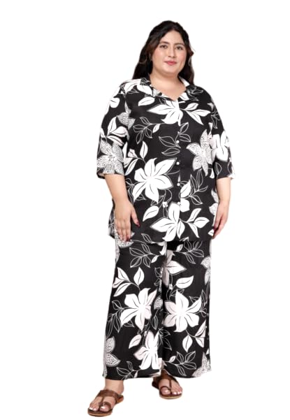 Buy KALAVISHA Women's Floral Print V-Neck Rayon Co-ord Set, 3/4