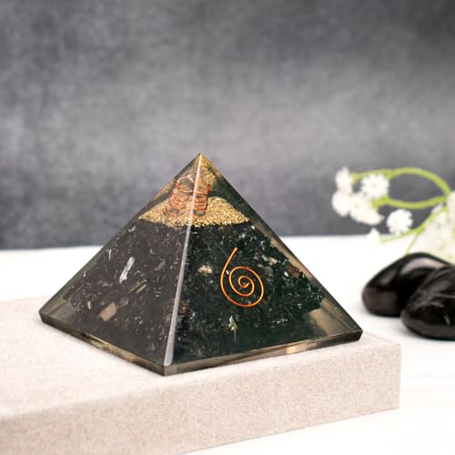 Image of Astrotalk Black Obsidian Resin Pyramid | Protection, Grounding & Healing Energy Pyramid | Vastu Items for Home Decor | Office Table Decoration Items | Gift for Man & Woman