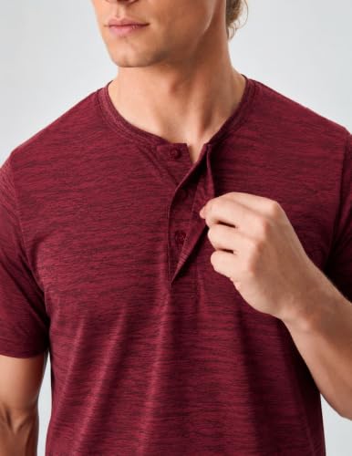 3 Pack Men's Dry Fit Henley Short Sleeve | Collarless Golf Shirts, Modern Layered Placket, Moisture Wicking, 4-Way Stretch, Regular Fit, for Work, Casual Wear miniatura 3