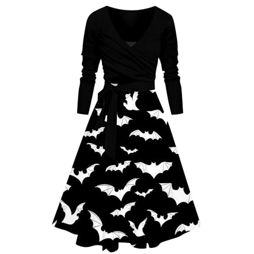 Robe longue femme Halloween plissée A-line chic pour soirée