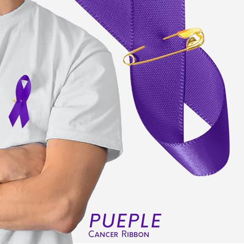 Image of Curvier 200PCS Purple Satin Awareness Ribbons Lapel Pins with Safety Pins