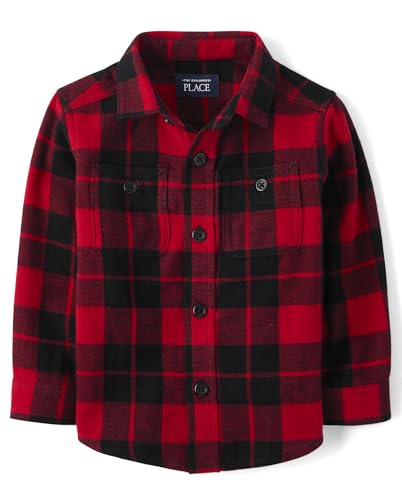 Image of The Children's Place Baby-Boys and Toddler Long Sleeve Plaid Flannel Button Up Shirt