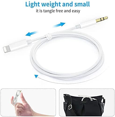 [Apple Mfi Certified] Mixfly Iphone Aux Cord For Car Stereo, Lightning To 3.5Mm Aux Audio Cable Compatible For Iphone 14/13/12/11/Xs/X, Home Stereo/Headphone, Support All Ios Version - 3.3Ft (White) #TOP3