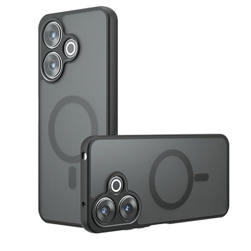 Kukoufey Compatible with Xiaomi Poco M6 4G Case Cover,Compatible with MagSafe,Compatible with Xiaomi Redmi 13 4G/5G Built-in Magnetic Anti-Shock Cell Phone Case Black