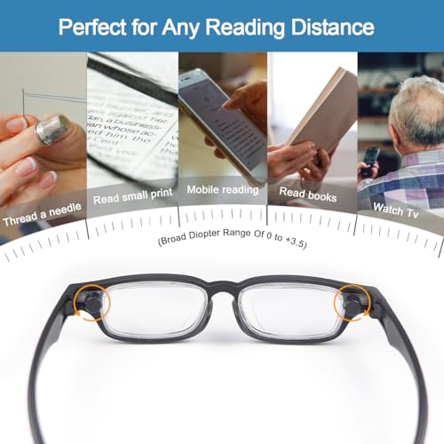 YIMI Flex Focal Adjustable Glasses Dial Vision Reading Glasses Zoom Eyeglasses Men Women One Power Auto Focus Presbyopic Readers Variable Focus Eyewear For Reading Distance Near Far Sight Spectacles - Thumbnail 2