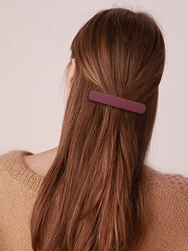 3 Pcs Matte French Hair Clips Flat Hair Barrettes Strong Hold Vintage Hair Clips Cute Hair Styling Clips Metal Snap Hair Clasps Accessories For Women Girls (Brown+Pink+Red) #TOP6
