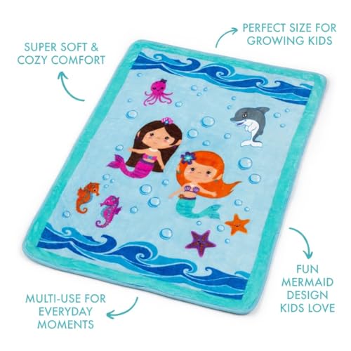 Image of EVERYDAY KIDS Toddler Throw Blanket - 30 inch by 40 inch - Mermaids Undersea Adventure - Super Soft, Plush, Warm and Comfortable