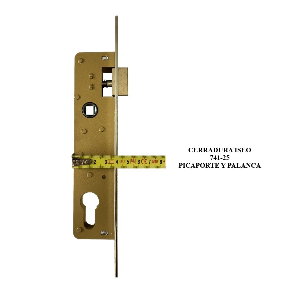 Cerradura ISEO 741-25. Picaporte y Palanca. Frente Cromado