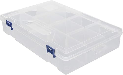 Miniatura 8 de Bettomshin Caja de almacenamiento de componentes PP de 13.78 x 8.66 x 1.89 pulgadas, organizador de plástico, contenedor ajustable, 28 rejillas