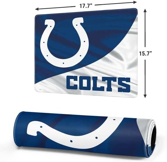 Skinit Medium Gaming Mouse Pad - Officially Licensed Indianapolis Colts Design with Stitched Edges, Waterproof, Non-Slip Rubber Base, Desk Mat for Keyboard & Mouse, 17.7" x 15.75" inches