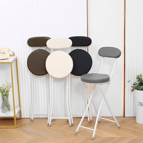Tabouret de bar pliant portable noir avec dossier de cuisine - 6