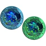 Zerodeko 海洋動物ウォールステッカーセット 漫画風海の生き物プリント 窓用夜光舷窓デザイン 壁装飾 リビング 寝室 部屋向け 1Set