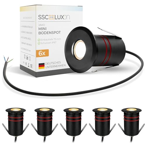 SSC-LUXon JAVO spot encastrable LED extérieur IP67 230 V noir Ø 47 mm - Éclairage de sol compact et praticable pour jardin, terrasse et escaliers