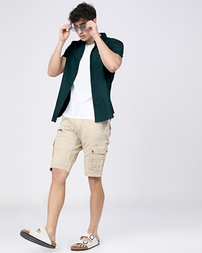 Image of BRUCEWANE Men's 100% Cotton Half Sleeve Shirt