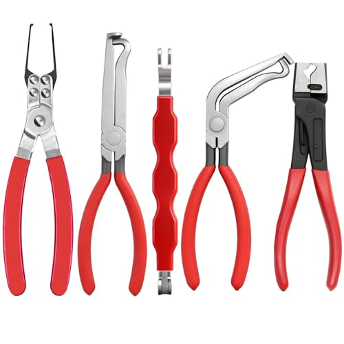 5 Pcs Automotive Electrical Disconnect Pliers Set, Professional Electrical Connector Removal Tool and Hose Clamp Pliers, Electrical Plug Connector Separator Tool for Cars, Trucks, SUVs
