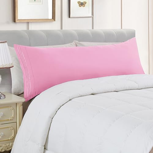 Image of Elegant Comfort Luxury Ultra-Soft 1-Piece Body Pillowcase - 1500 Premium Hotel Quality Microfiber Double Brushed - Wrinkle Resistant, Body Pillowcase Size, Light Pink