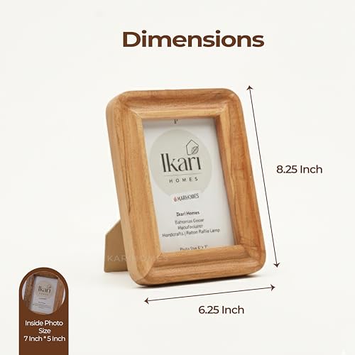 Image of Ikari Homes Premium Solid Wood Photo Frame for Tabletop & Wall Hanging | Boho Aesthetic Picture Frame with Strong Back Support & Hanging Hook| Heavy Sturdy Artisan Crafted Walnut Finish