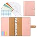 Dadanism Classeur à 6 Anneaux, Reliure à Anneaux A5 Durable, A5 Portfolio Portable en PU Cuir avec Étiquettes Autocollantes et 12 Pochettes Vous Aider à Ranger l'Objet pour Conférence, Sakura Rose