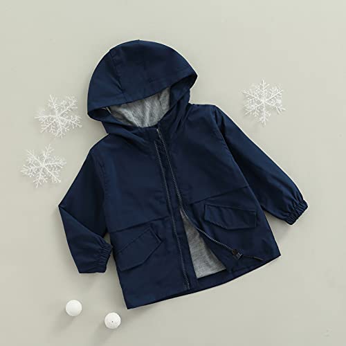 Toddler Baby Boys Hoodie Zipper Coat Waterproof Raincoat Lightweight Windbreaker Outwear Rain Jacket 1-4T3