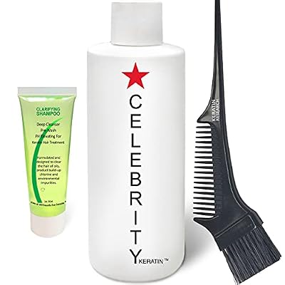 Complex Brazilian keratin CELEBRITY KERATIN Hair Treatment Conditioning Straightening Keratin Proteins Amino Acids Argan Castor Oils Repair Damaged Color Treated Curly Straight Coarse Thin Hair (150ml)