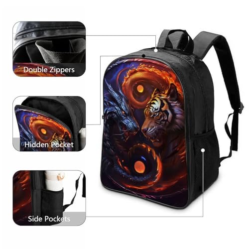 Mochila escolar impermeable con respaldo respirable y estampado Tiger para adolescentes 3