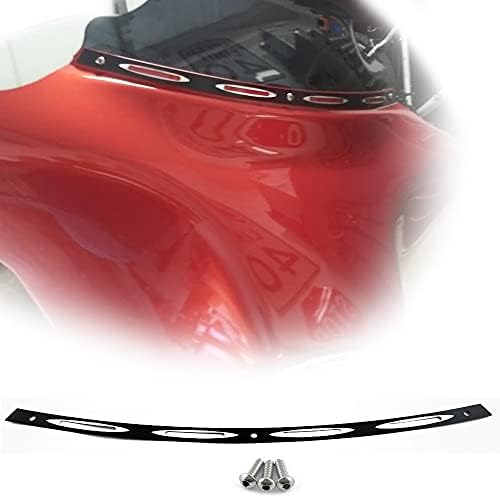 Black Sloted Windshield Trim Motorcycle For Harley Electra Street Glide Trike 1996-2013 1997 1998 1999 2000 2001 2002 2003 2004 2005 2006 2007 2008 2009 2010 2011 2012 (Black)