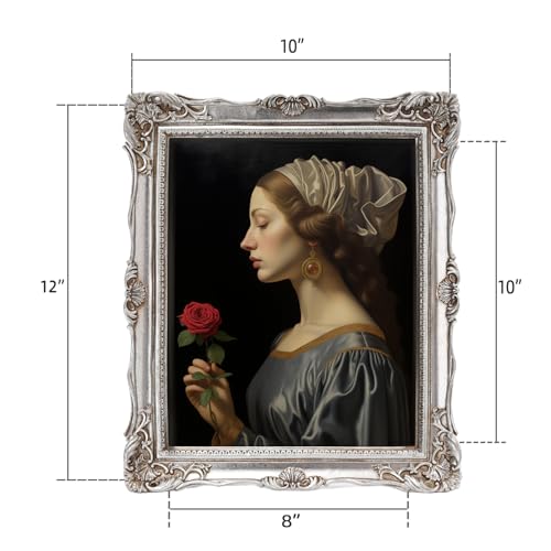 Image of 8x10 Vintage Picture Frame, Elegant Antique Picture Frames with Glass Front, Retro Photo Frame for Wall or Tabletop Display, Ornate Gothic 8x10 Frame for Home Decor Wall Decor, Gift Ideas (Sliver)